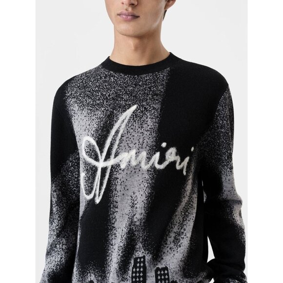 Amiri Spotlight Crewneck in Black Medium New Mens Wool Knit Sweater - Picture 12 of 15